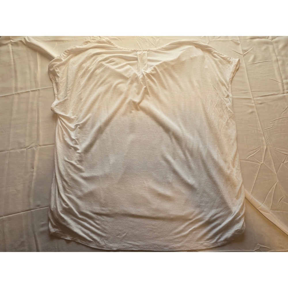 Nine West Jeans White Top XL V Neck Sleeveless Hi-Low Hem Blouse Shirt - Picture 5 of 5